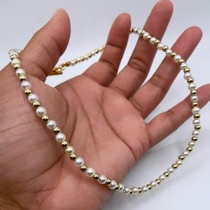 Trendy Glass Faux Pearl Beaded Necklace